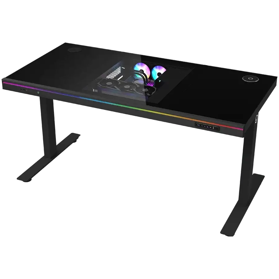 Biurko Lorgar Desk Elite 90 Series DE90G Blat Szklany140cm Regulacja wysokości Czarny