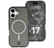 Bizon Case SparklO do iPhone 17 Przezroczysto-Czarne z Brokatem