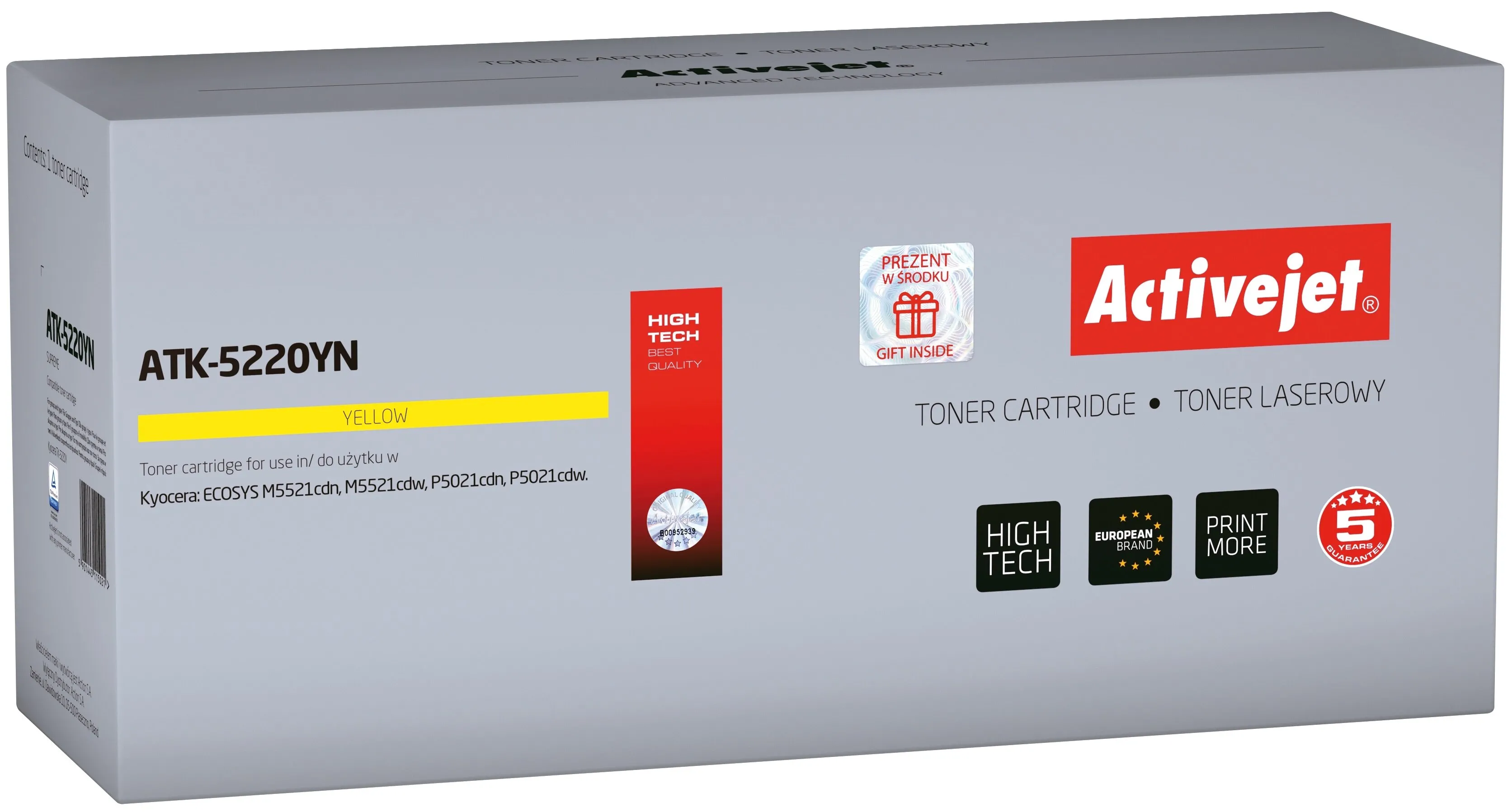 Toner ActiveJet ATK-5220YN (zamiennik TK-5220Y) Żółty