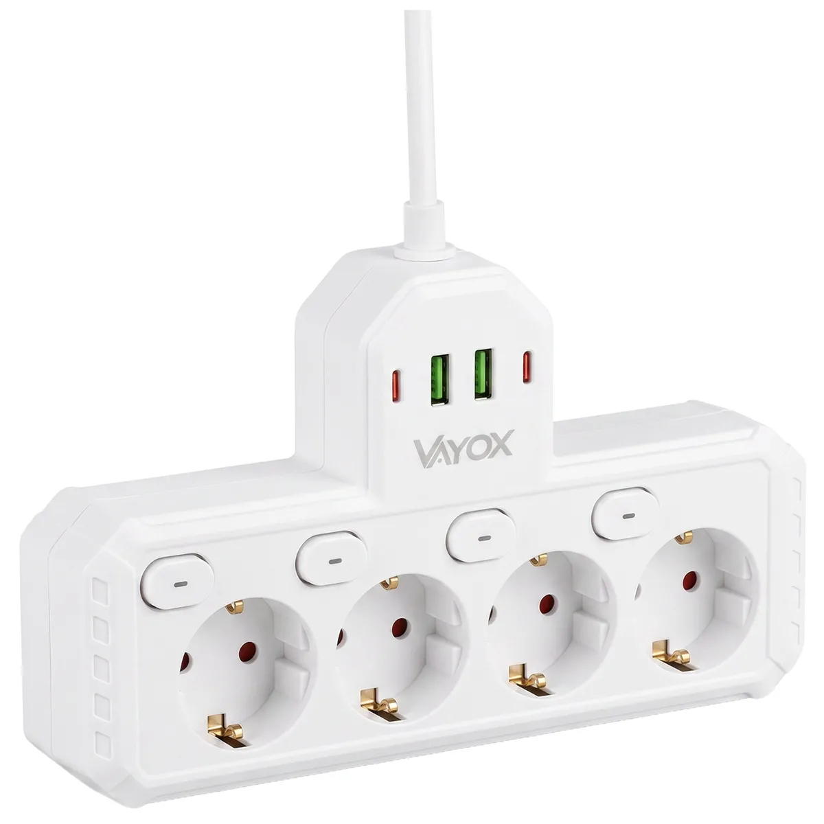 Listwa Vayox VA0469W-2 2x USB-A 2x USB-C 4 gniazda 2m Biały