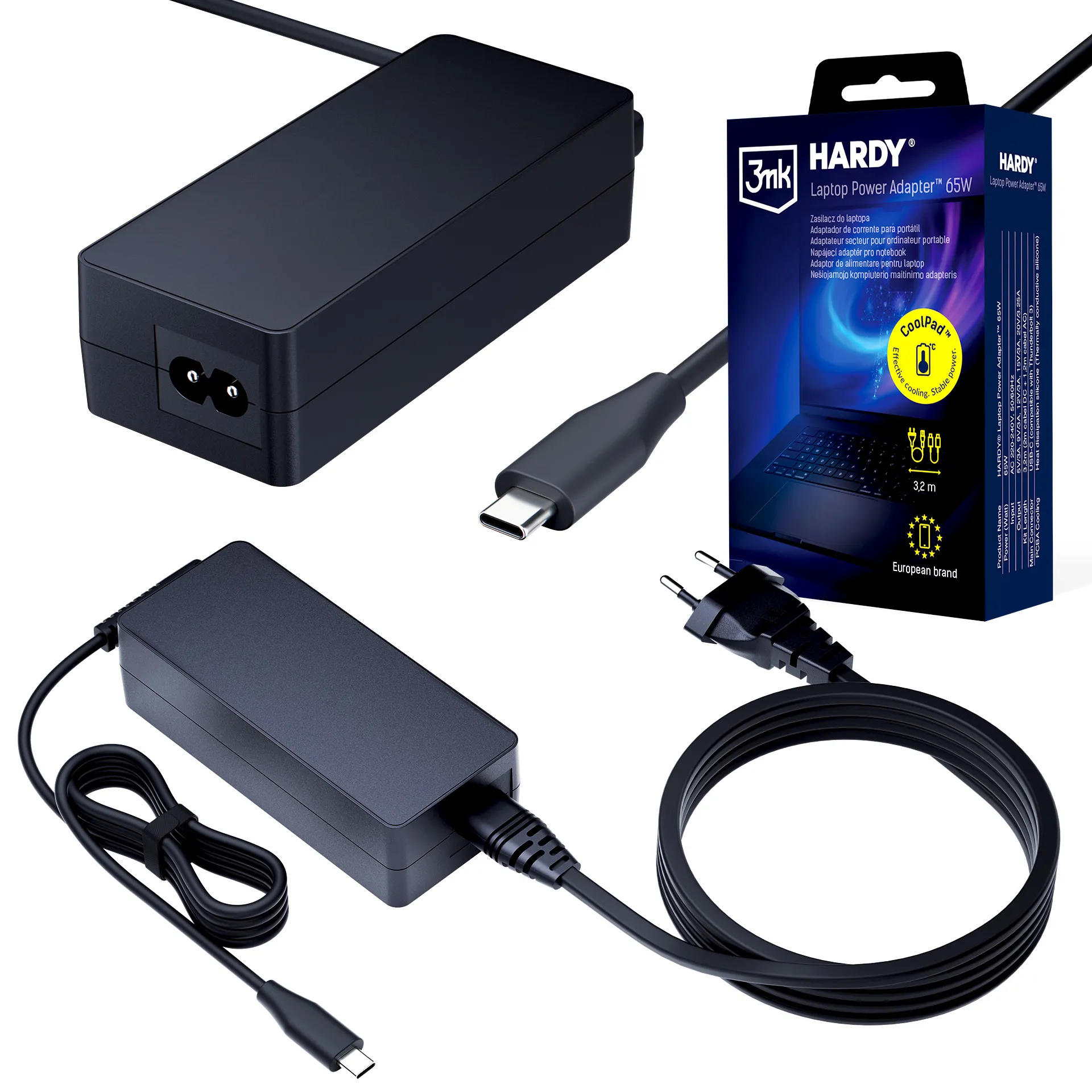 Zasilacz do laptopa 3mk HARDY Laptop Power Adapter 3,2 m do USB-C 65W