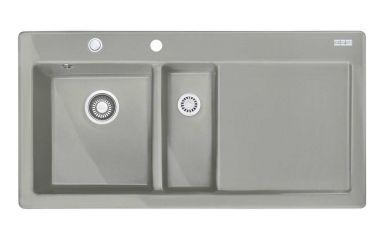 Zlewozmywak Franke Mythos MTK 651-100 - szary mat komora z lewej strony - ceramiczny - wpuszczany w blat - ociekacz