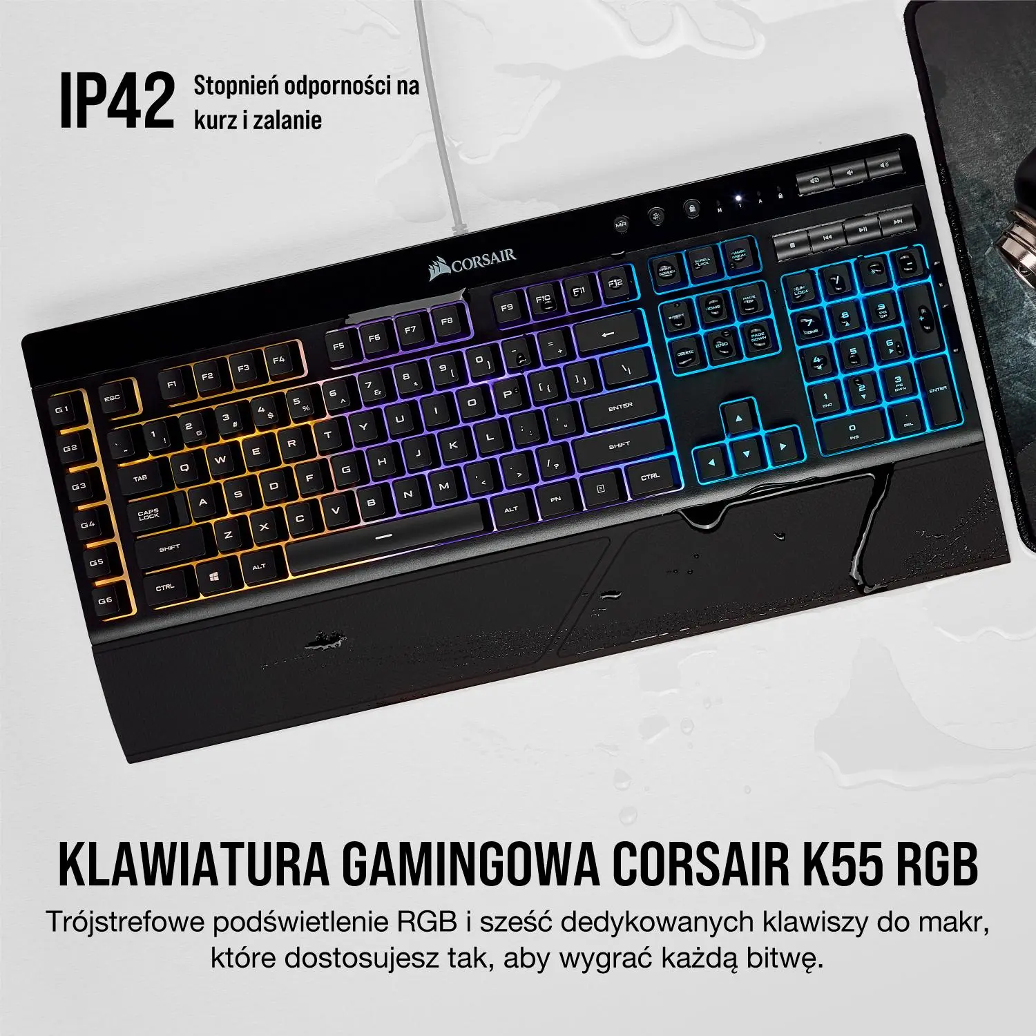 Klawiatura membranowa Corsair K55 RGB Czarny
