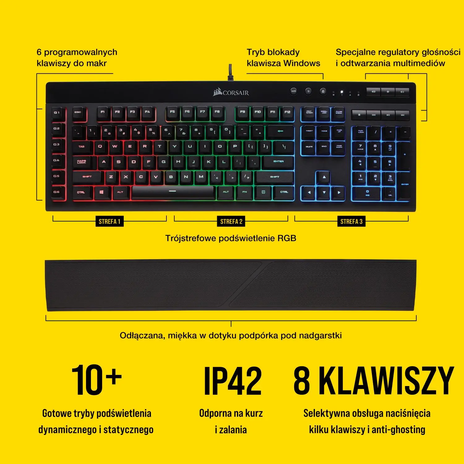 Klawiatura membranowa Corsair K55 RGB Czarny
