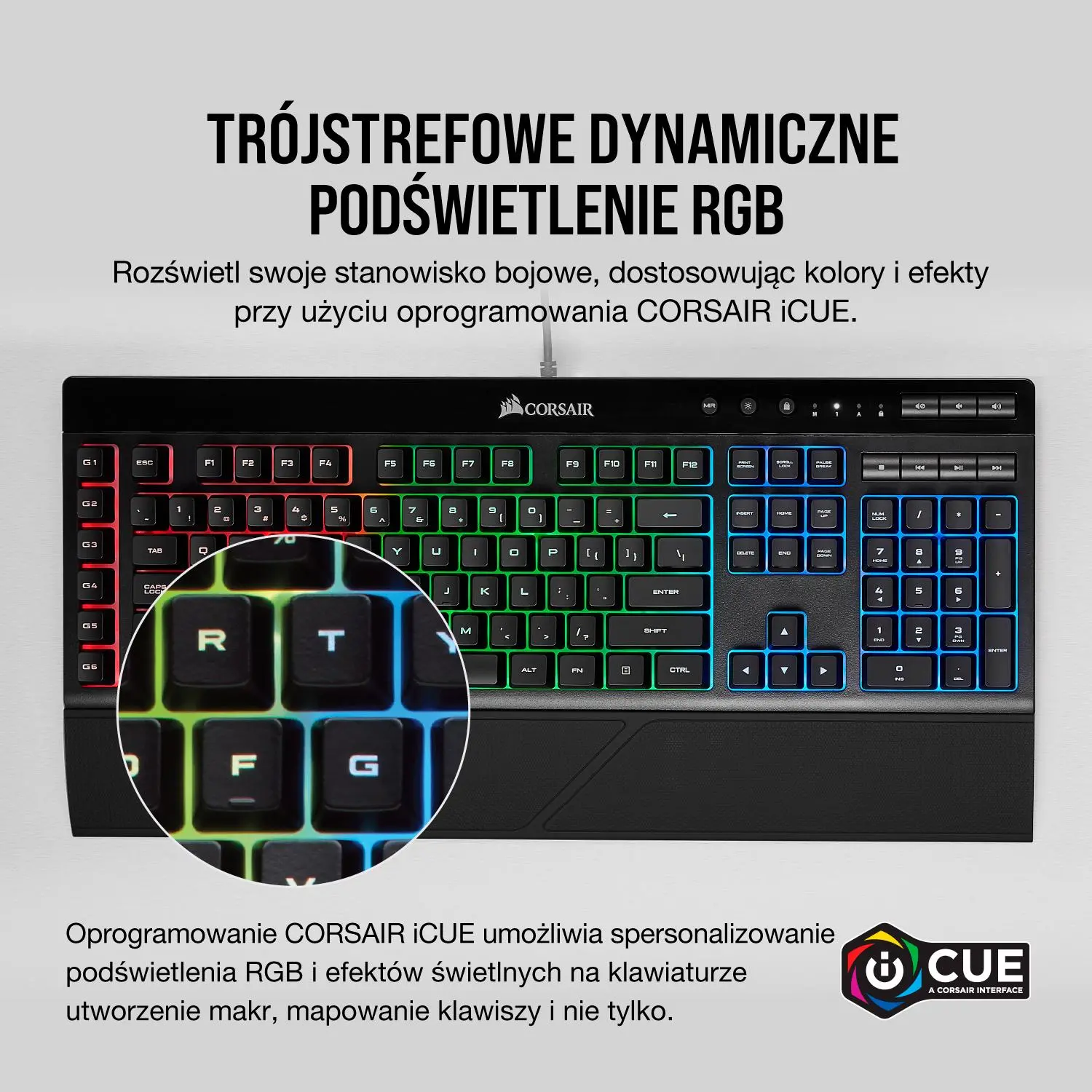 Klawiatura membranowa Corsair K55 RGB Czarny