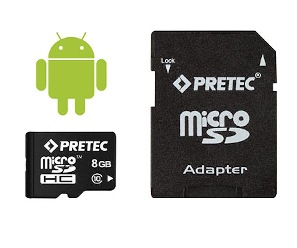 Pretec microSDHC Class 10 8GB + adapter
