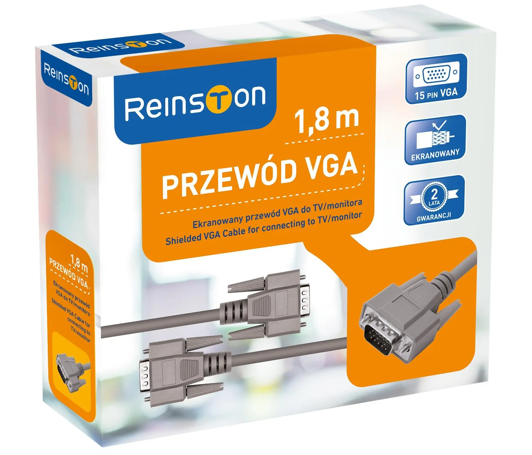 Kabel VGA Reinston EKK09 1,8m Srebrno-szary