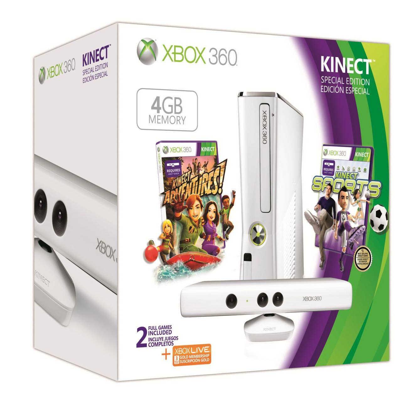 Konsola Xbox 360 4GB + Kinect + 2 gry