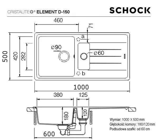 Zlewozmywak Schock ELEMENT D-150 Granitowy Onyx