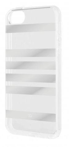 Xqisit Shell Stripes iPhone 5/5S/SE (przezroczysty-srebrny)