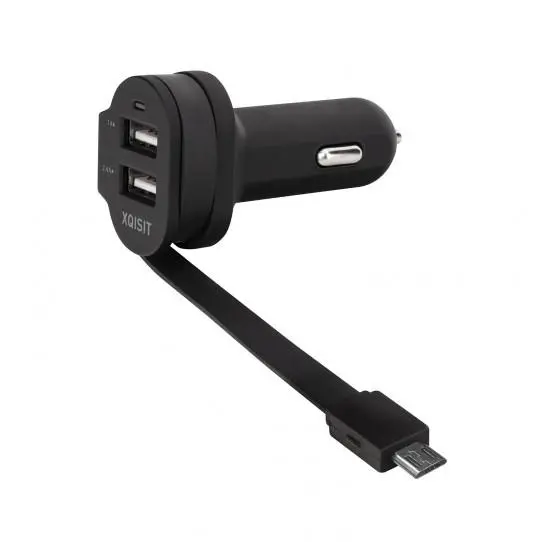 Ładowarka samochodowa Xqisit Car Charger 6A Dual USB kabel micro USB Czarny