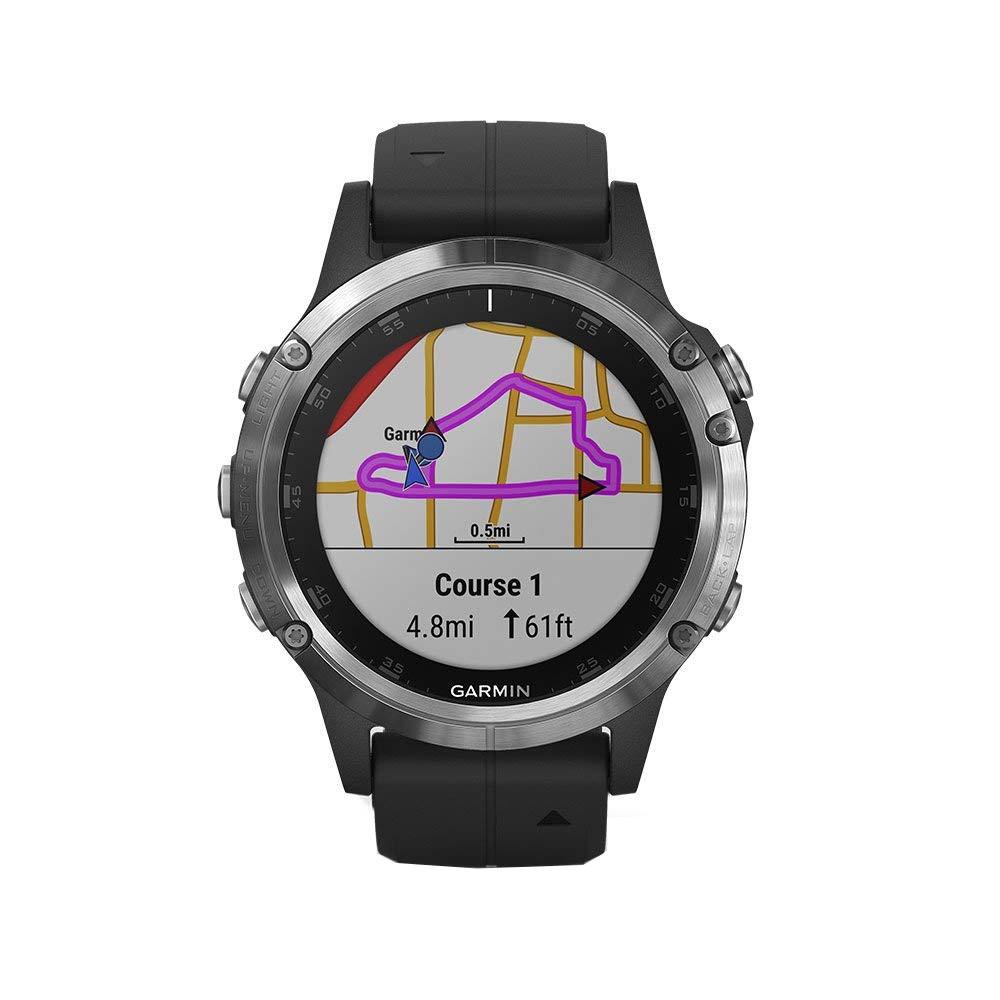 Zegarek sportowy Garmin Fenix 5 Plus Srebrny z Czarnym paskiem