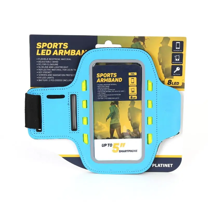 Etui Platinet Sports LED Armband 43706 Niebieski do 5"