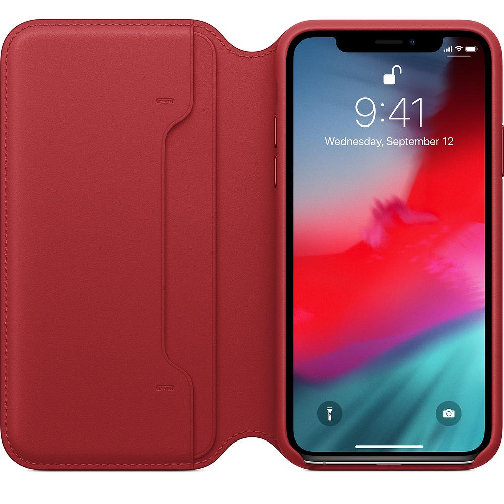 Etui Apple Leather Folio Case do iPhone Xs MRWX2ZM/A (czerwony)