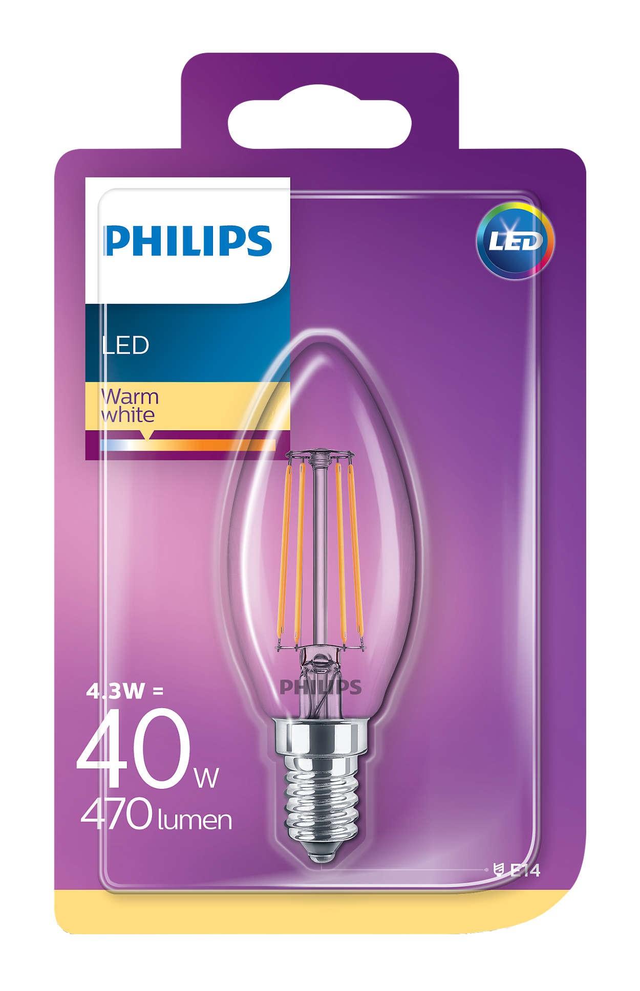 Philips 40W B35 E14 WW CL ND RF 1BC