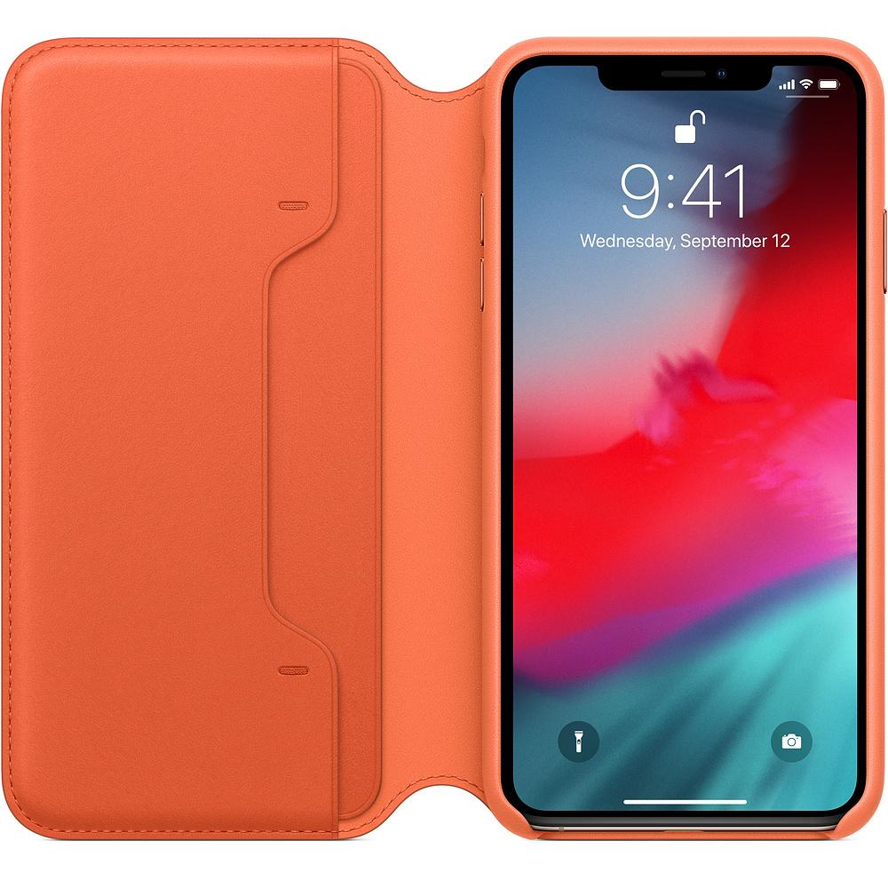 Apple Leather Folio Case iPhone Xs Max MVFU2ZM/A (oranż)