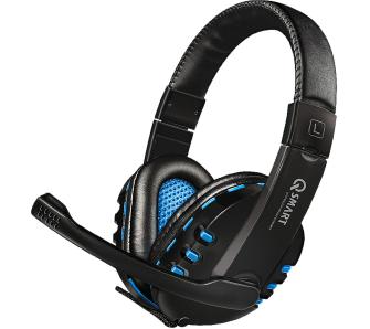Słuchawki przewodowe z mikrofonem Cobra QSHPS004 Nauszne Czarno-niebieski
