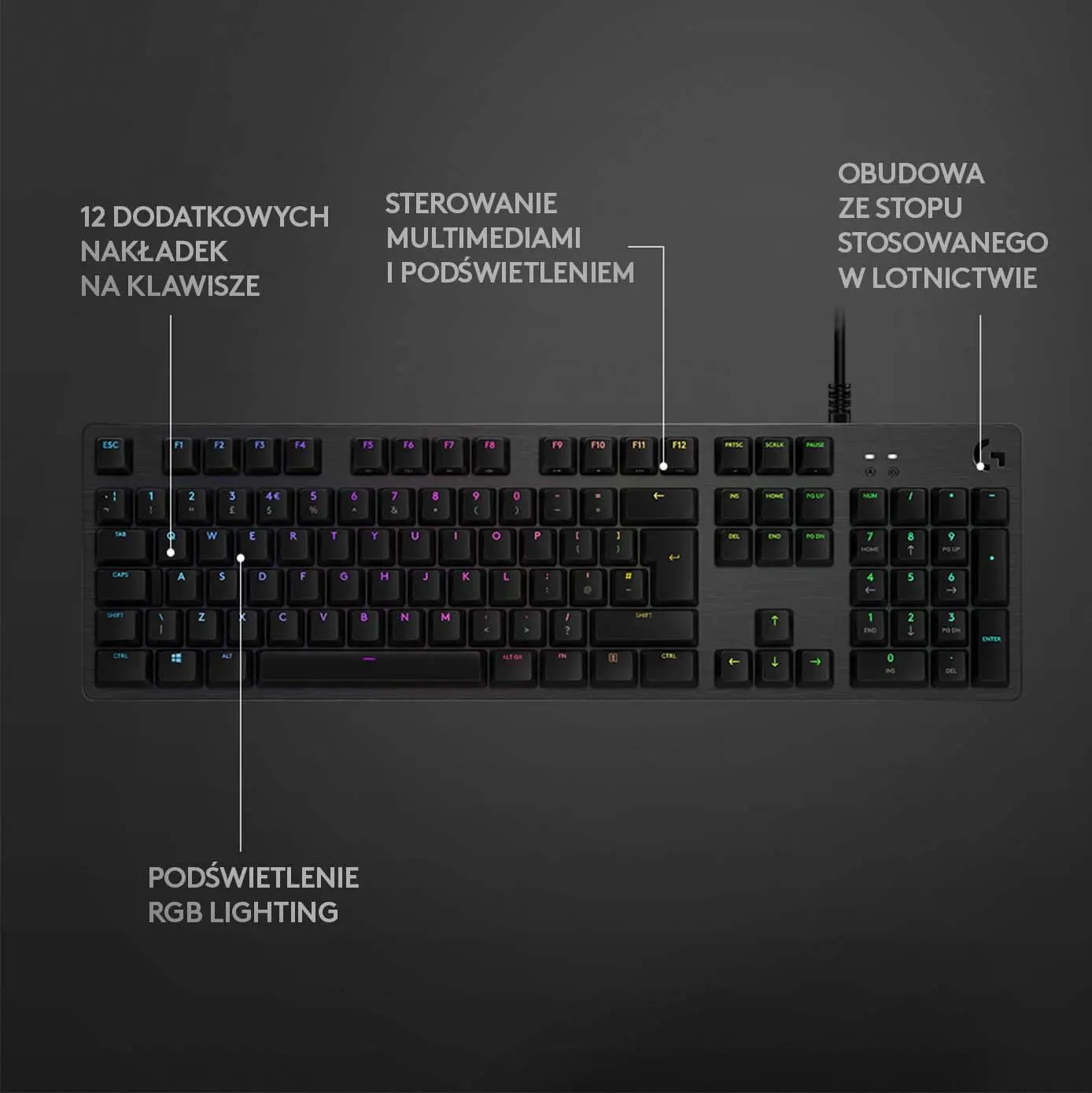 Klawiatura mechaniczna Logitech G512 Carbon GX Red Linear Czarny