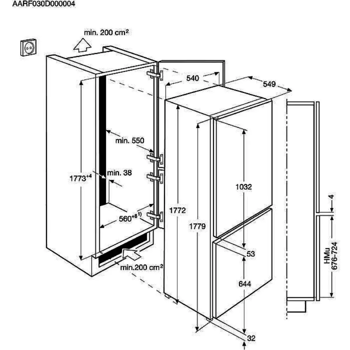 Lodówka AEG SCB618F3LS 177,2cm