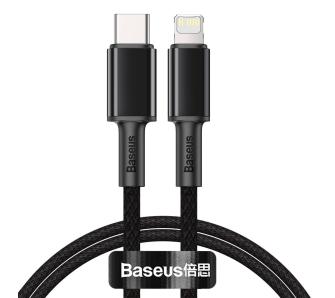 Kabel Baseus USB-C do Lightning High Density Braided, 20W, 5A, PD, 2m (czarny)
