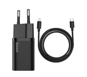 Ładowarka sieciowa Baseus TZCCSUP-B01 Super Si Quick Charger 1C PD 20W USB-C + kabel USB-C do Lightning 1m Czarny