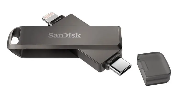 PenDrive SanDisk iXpand Luxe 64GB USB Typ C / Lightning Srebrno-czarny