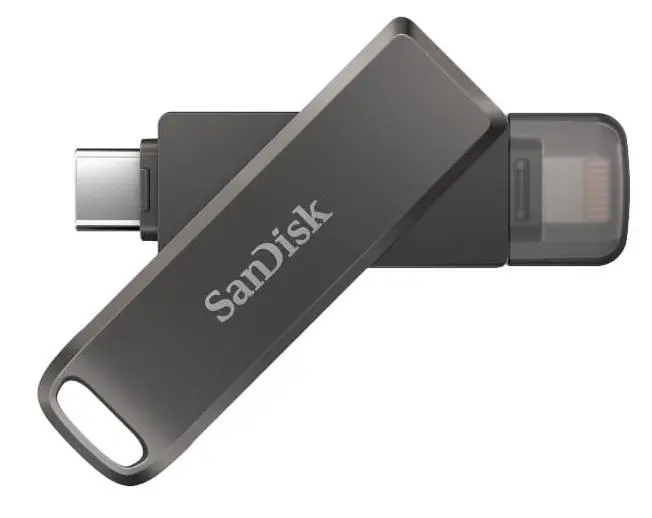 PenDrive SanDisk iXpand Luxe 64GB USB Typ C / Lightning Srebrno-czarny