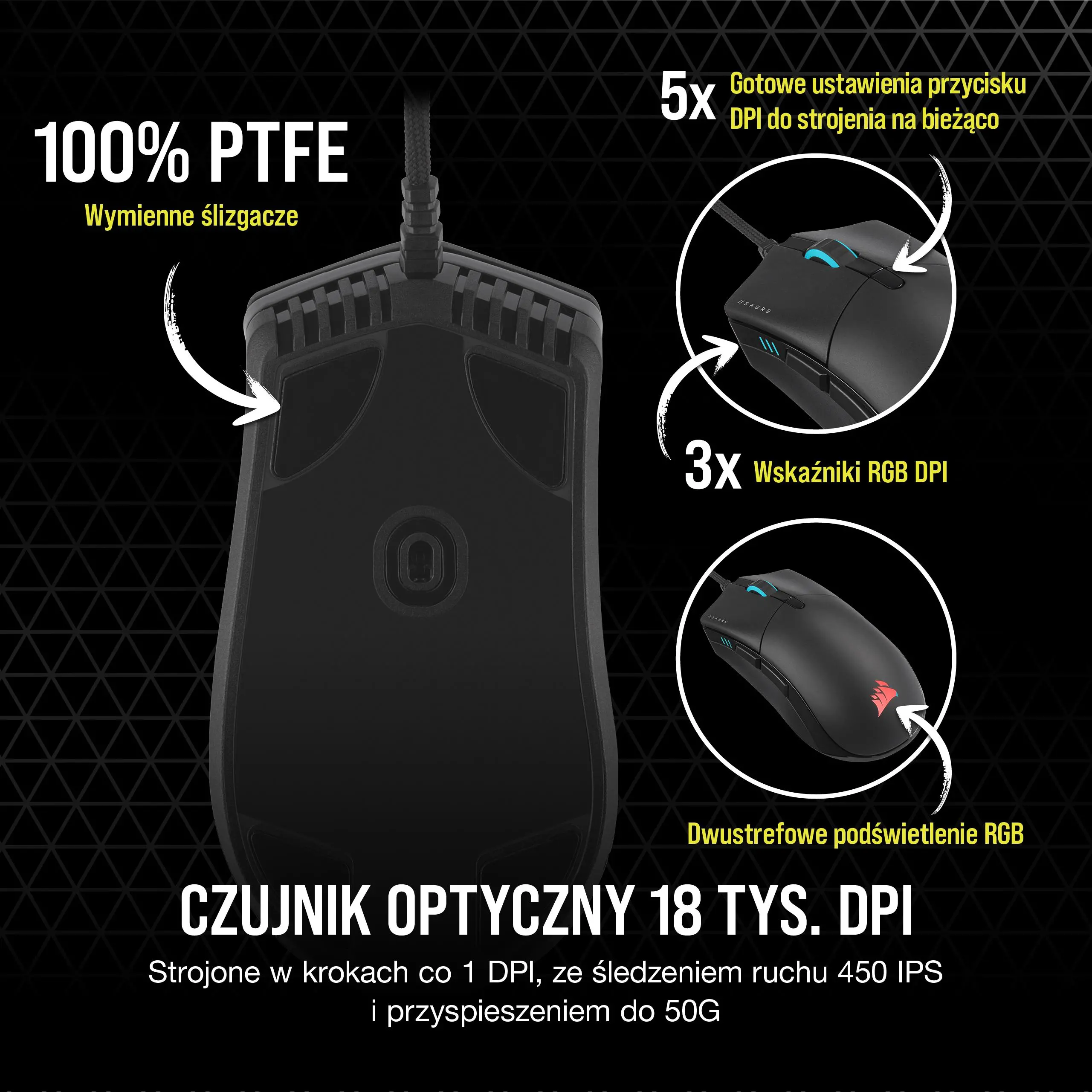 Myszka gamingowa Corsair Sabre Pro RGB Champion Series Czarny