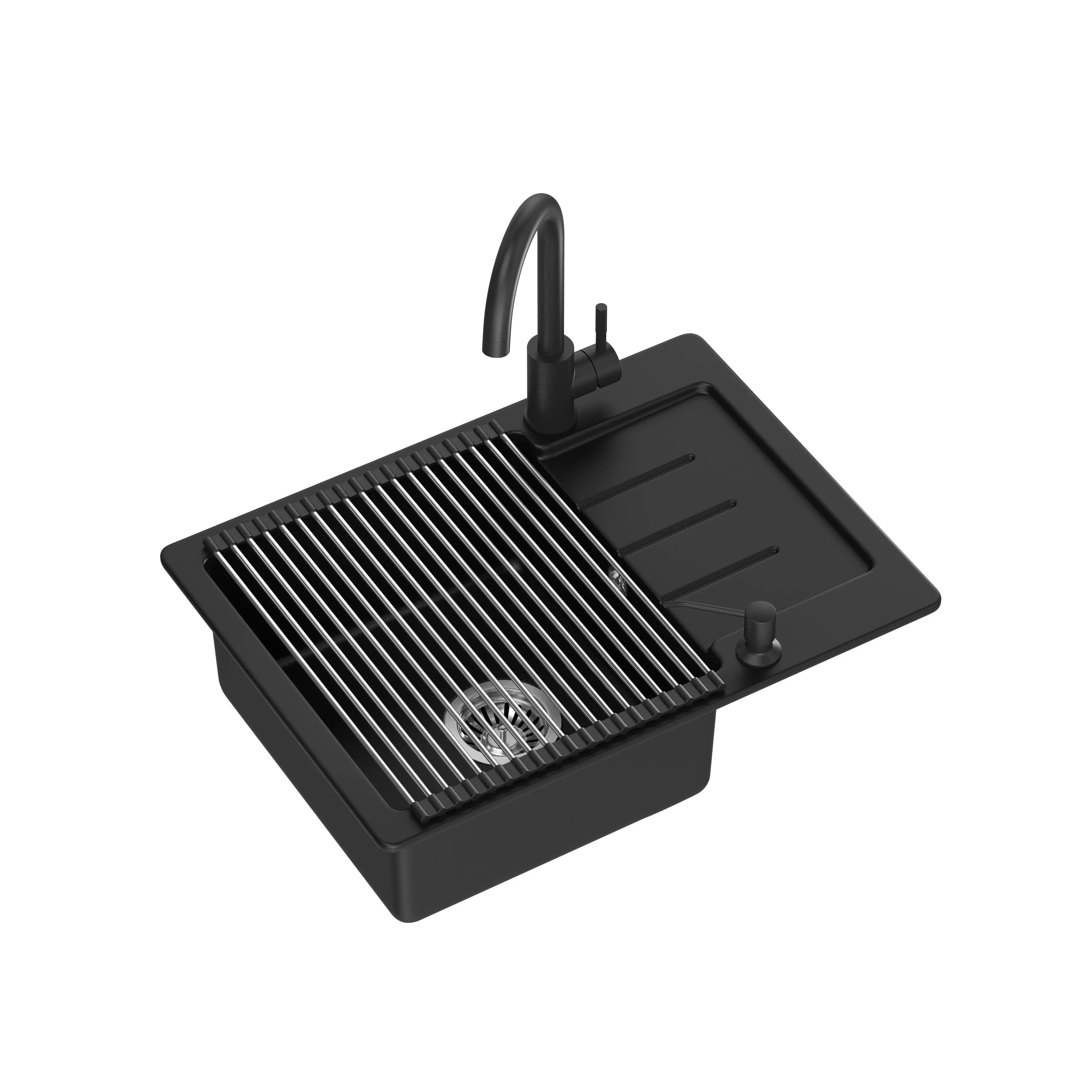 Zlewozmywak Quadron HCQJ6044BLMBDR Johnny 116 Czarny + bateria Kate Czarny