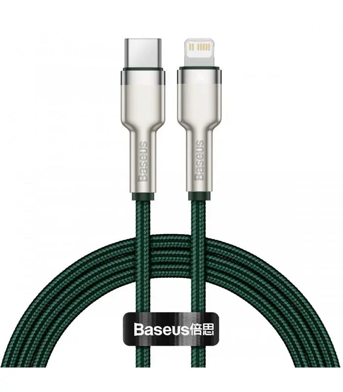 Kabel Baseus Cafule metal USB-C do Lightning 20W 2m Zielony
