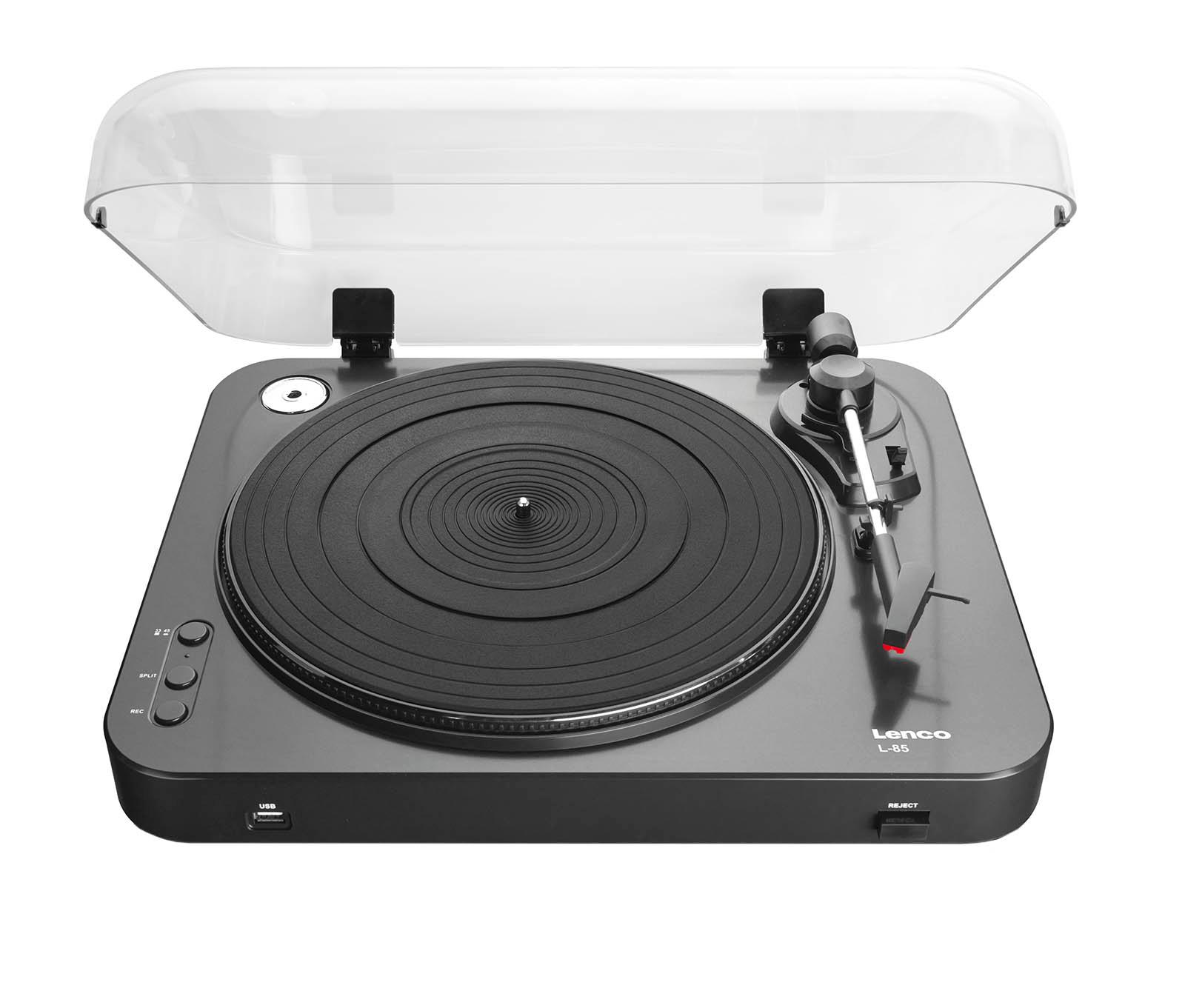 Gramofon Lenco L-85 Półautomatyczny Napęd paskowy Przedwzmacniacz Czarny