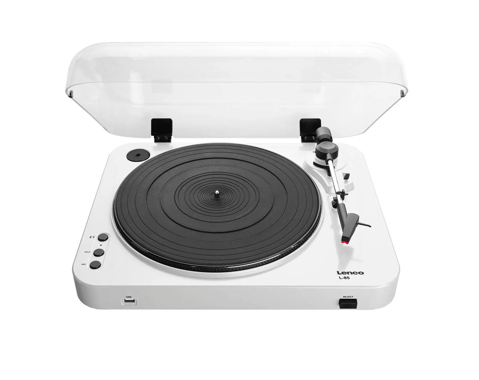 Gramofon Lenco L-85 Półautomatyczny Napęd paskowy Przedwzmacniacz Biały