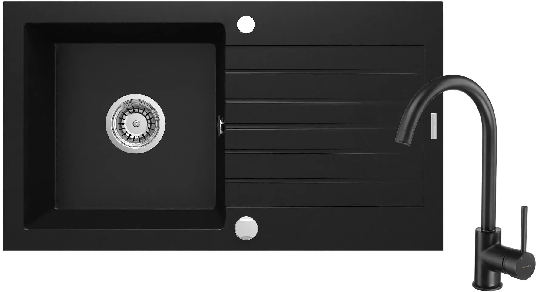 Zlewozmywak Deante Zorba ZQZVN113 Nero + bateria Czarny