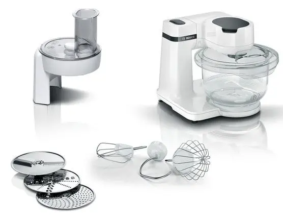 Robot kuchenny Bosch MUMS2TW01 Wydajność do 2,4kg lekkiego ciasta Kompaktowe wymiary