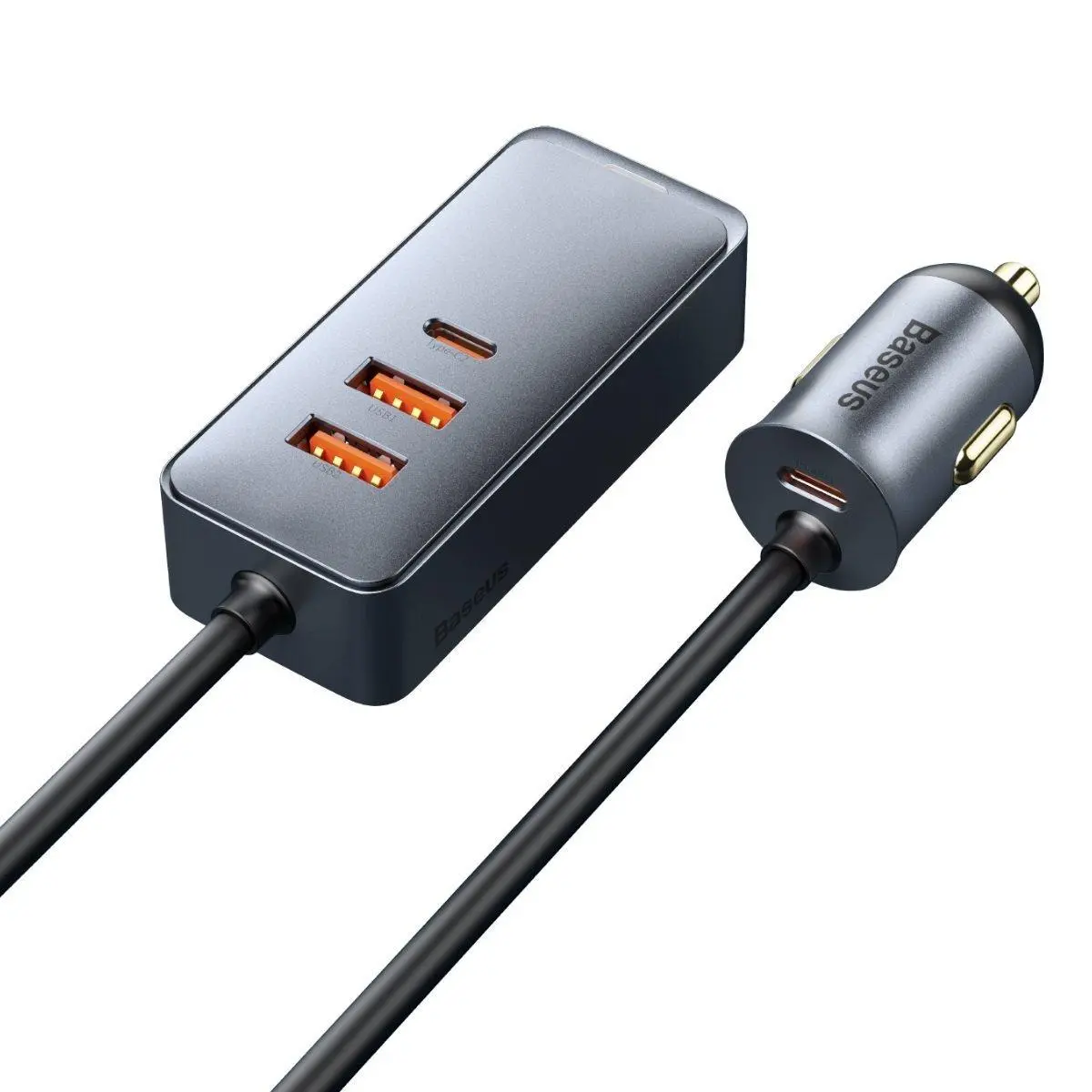 Ładowarka samochodowa Baseus CCBT-A0G Share Together z przedłużaczem 2x USB 2x USB-C 120W Szary