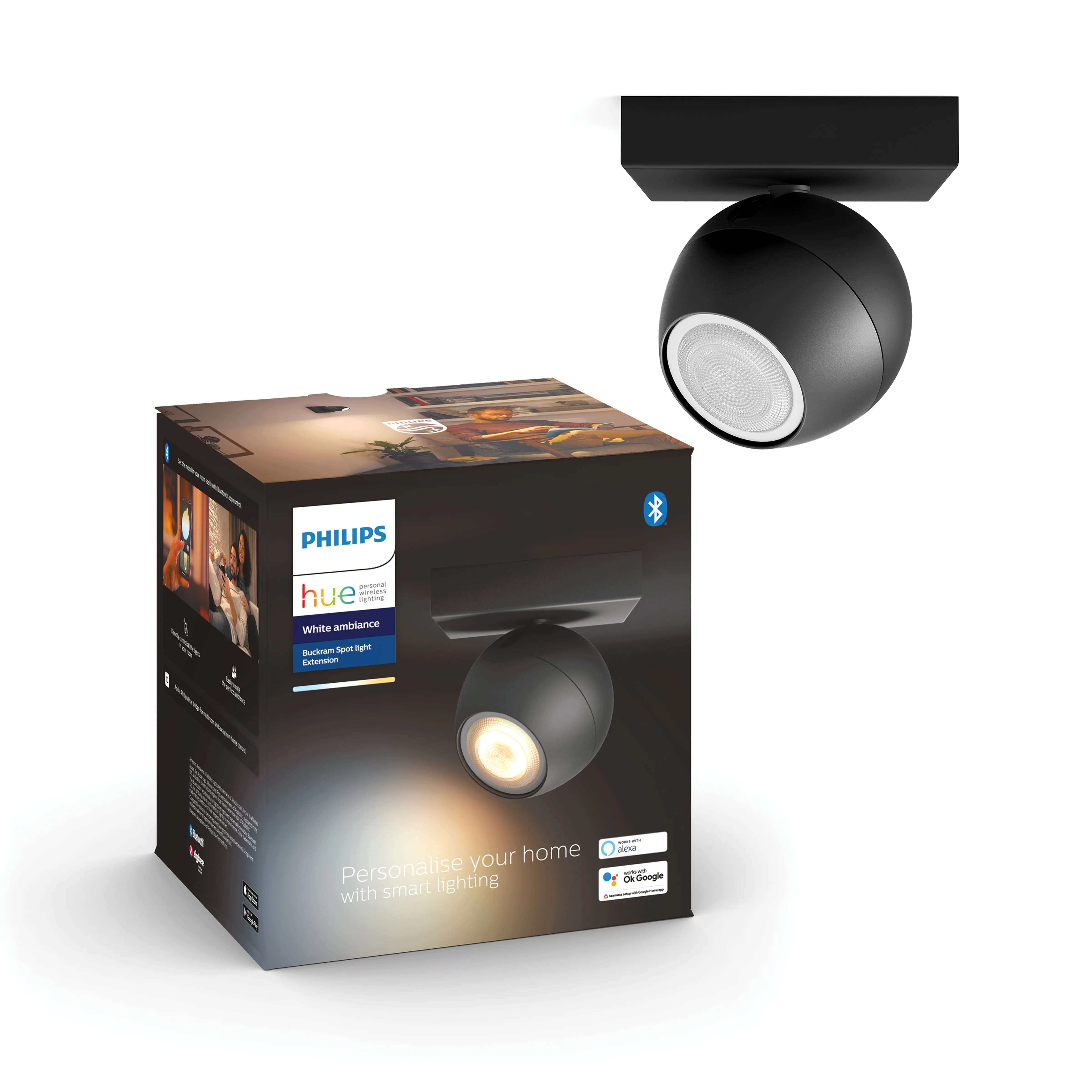 Philips Hue White Ambiance Buckram 929003048501 bez pilota Czarny