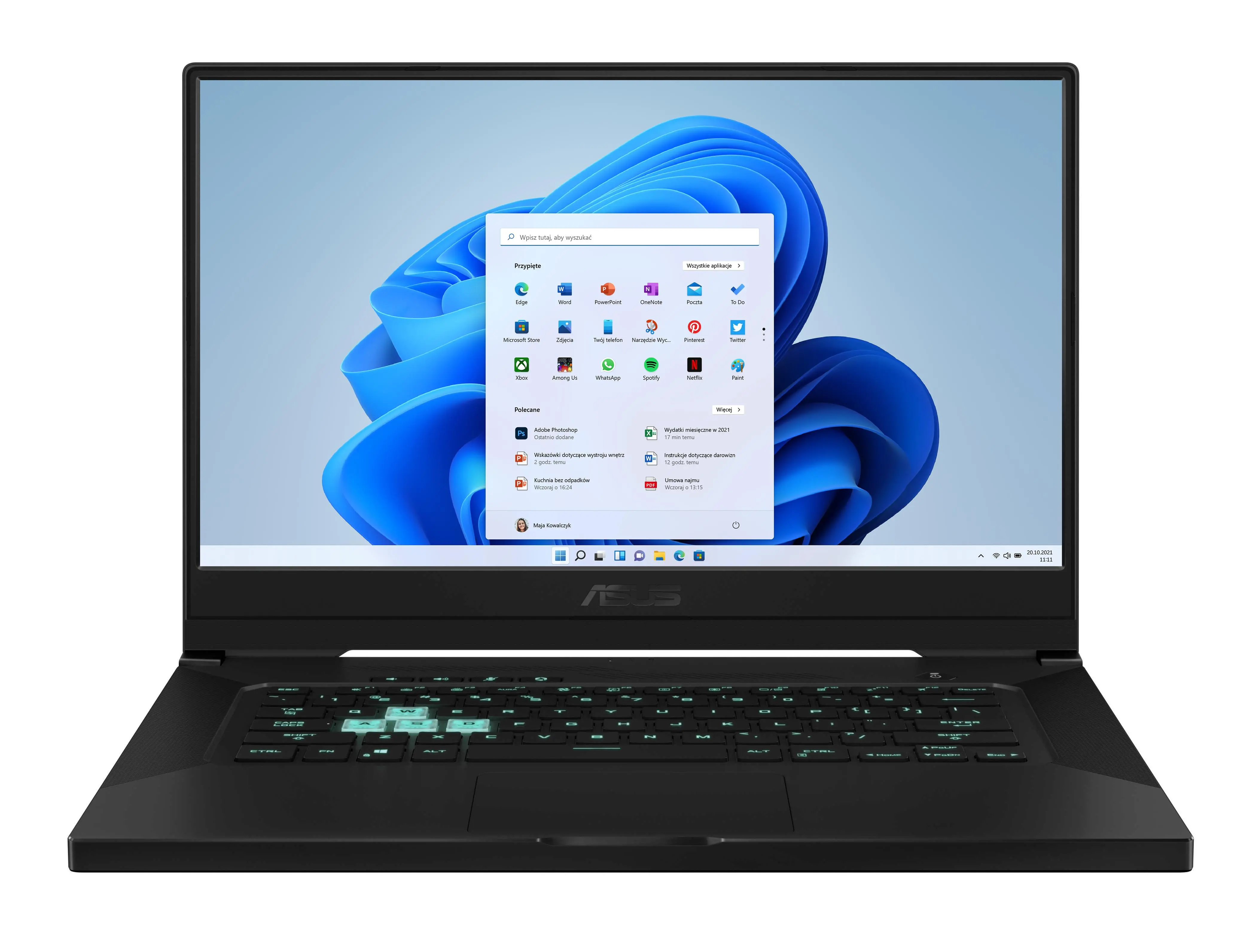 Laptop gamingowy ASUS TUF Dash F15 FX516PM-HN180W 15,6" 144Hz i7-11370H 16GB RAM 512GB Dysk SSD RTX3060 Win11 Szary