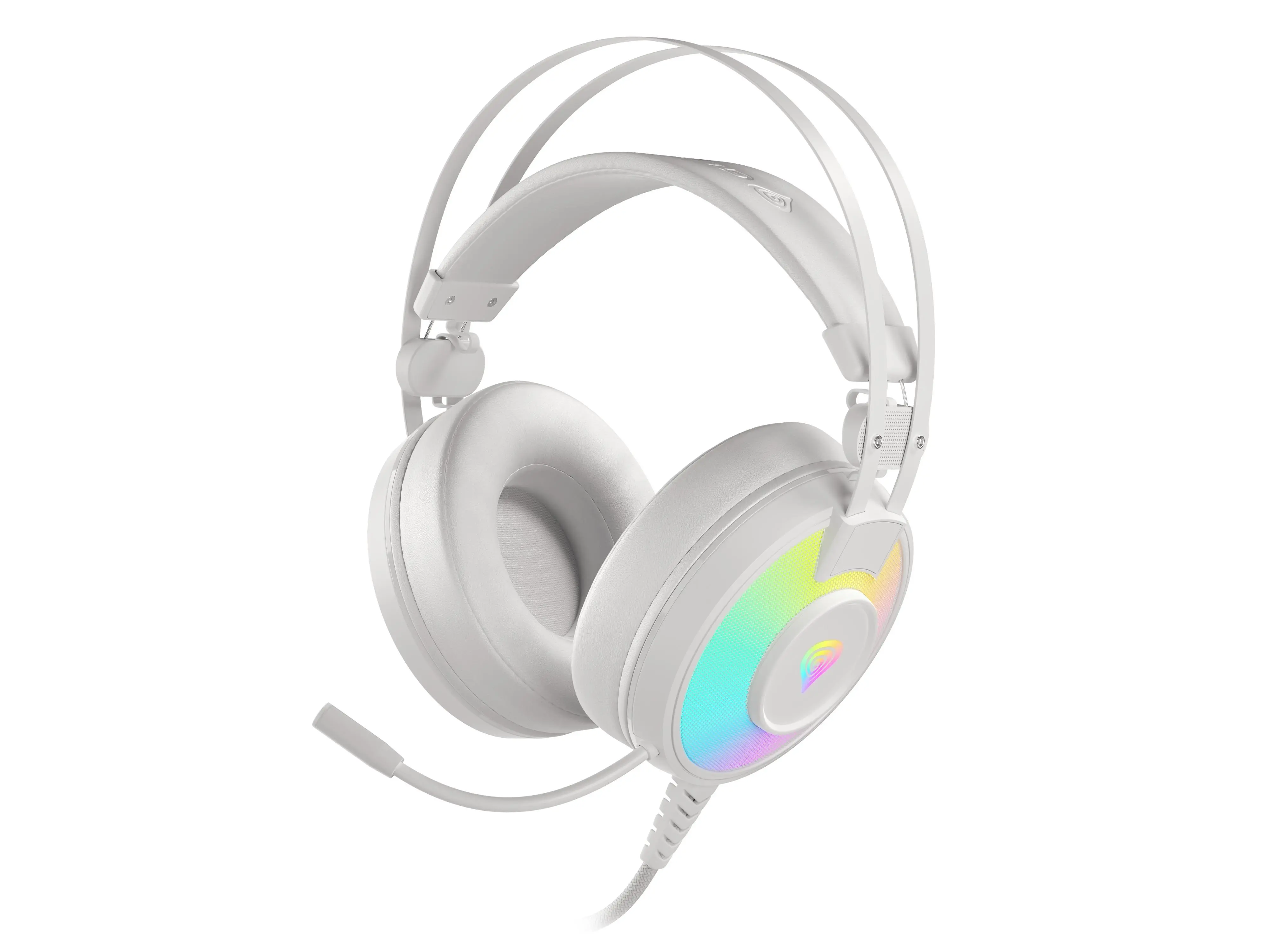 Słuchawki przewodowe z mikrofonem Genesis Neon 600 RGB Nauszne Biały