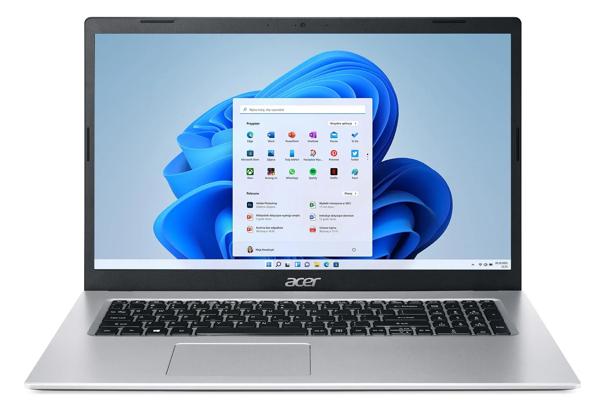 Laptop Acer Aspire 3 A317-53-33NX 17,3" i3-1115G4 16GB RAM 512GB Dysk SSD Win11 Srebrny