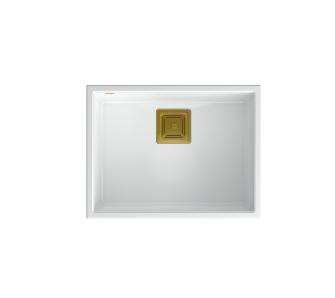 Zlewozmywak Quadron HQD5542U1-G1 David 50 Granitowy Biały/Złoty