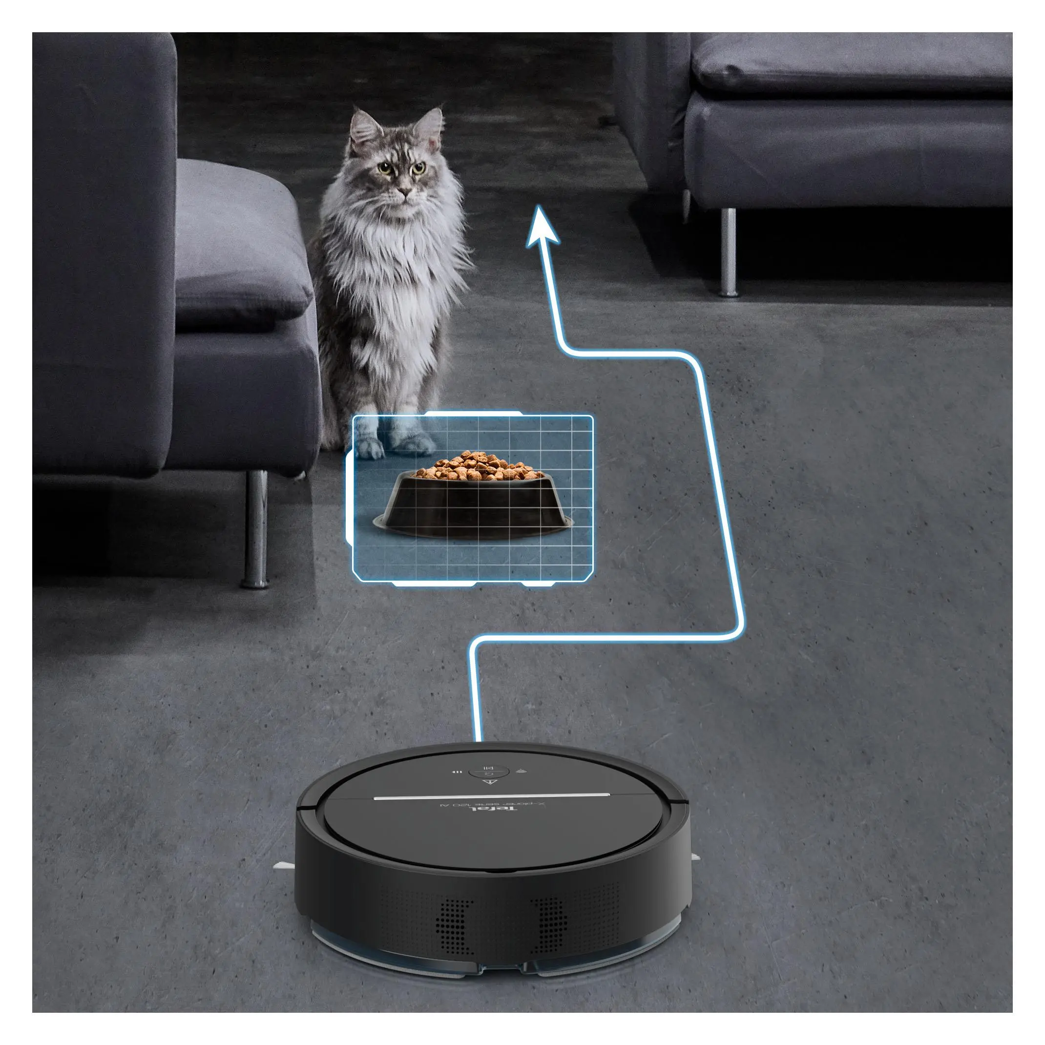 Robot sprzątający Tefal X-plorer Serie 120 AI RG7865 Funkcja mopowania Tworzenie mapy pomieszczenia 65dB