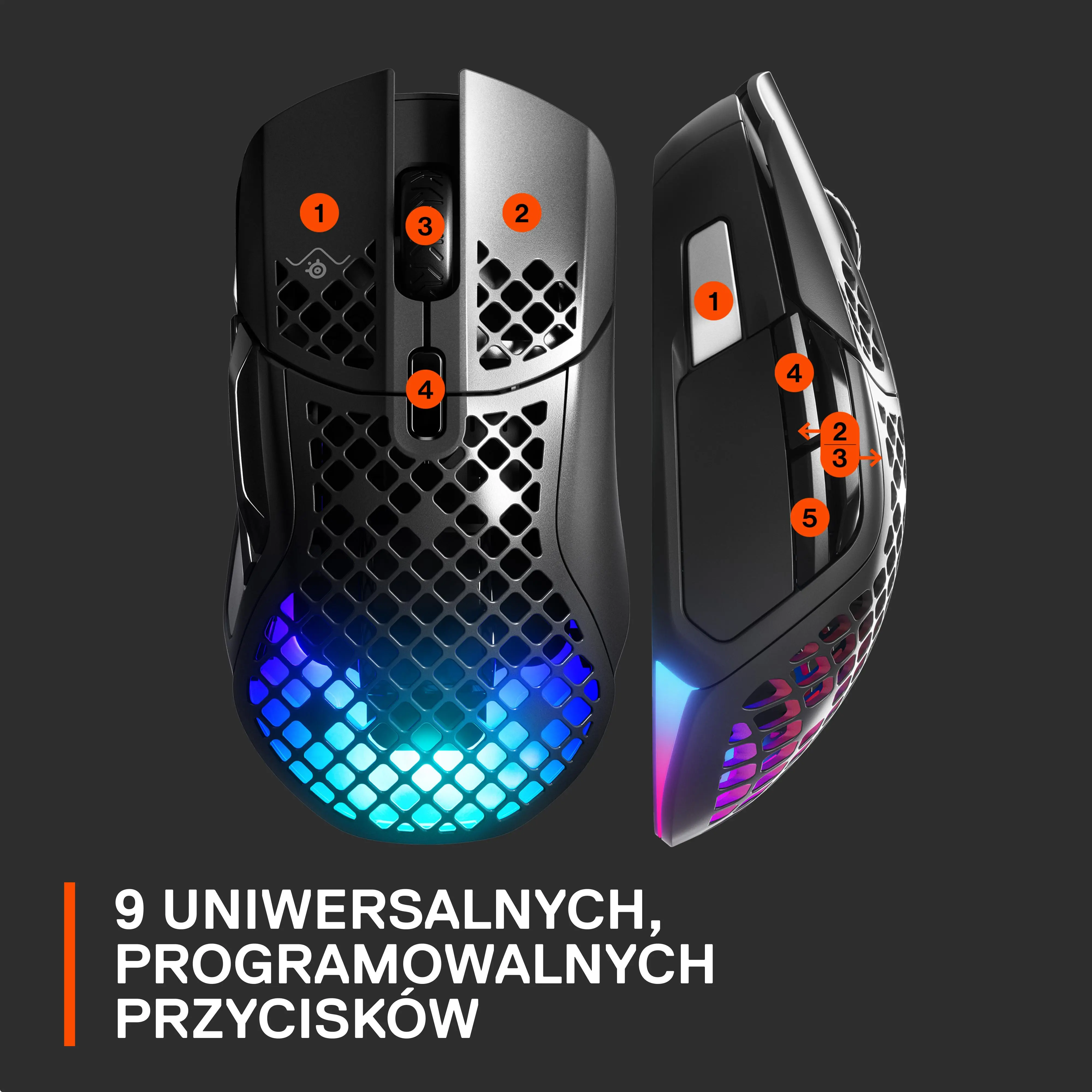 Myszka gamingowa SteelSeries Aerox 5 Wireless Czarny