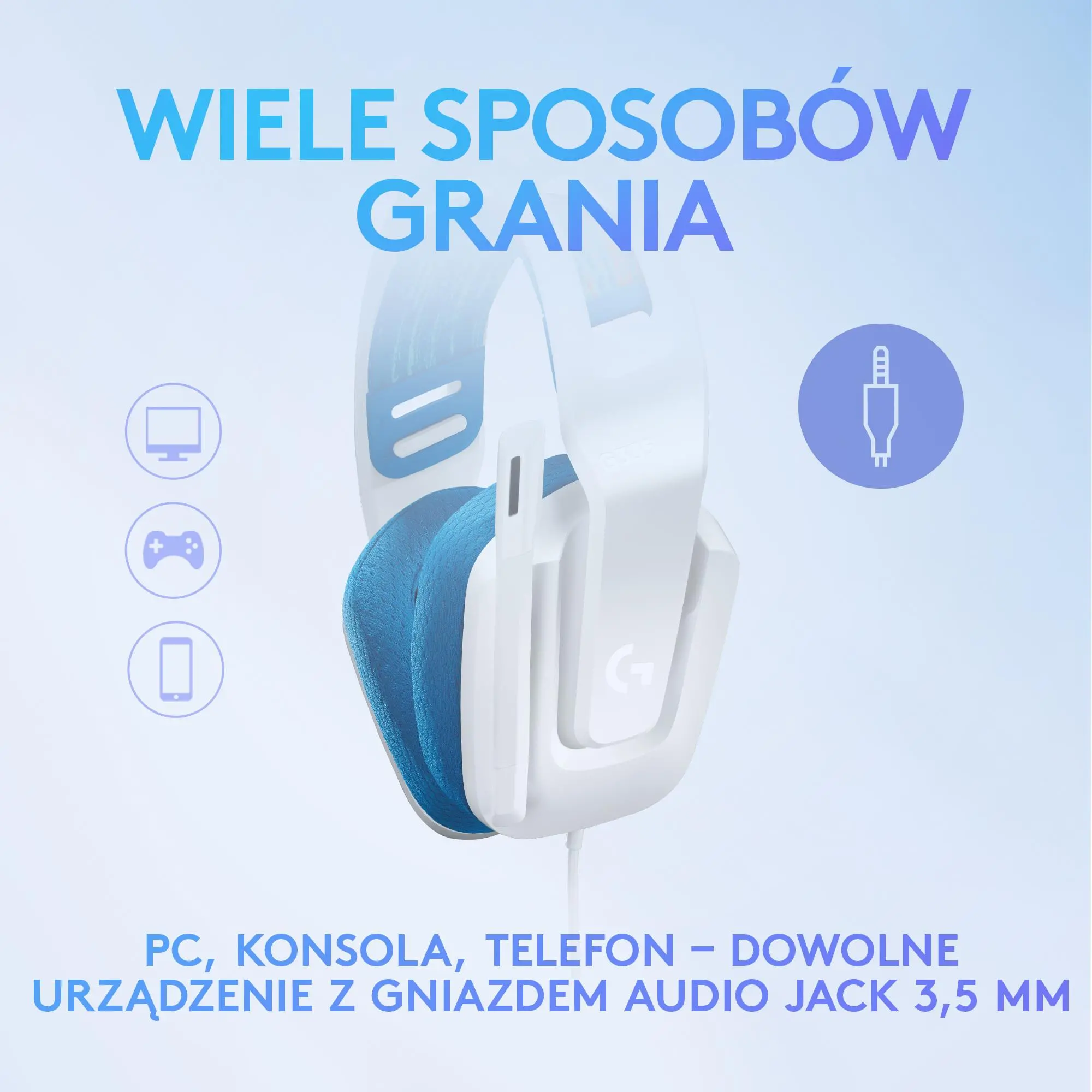 Słuchawki przewodowe z mikrofonem Logitech G335 Nauszne Biały