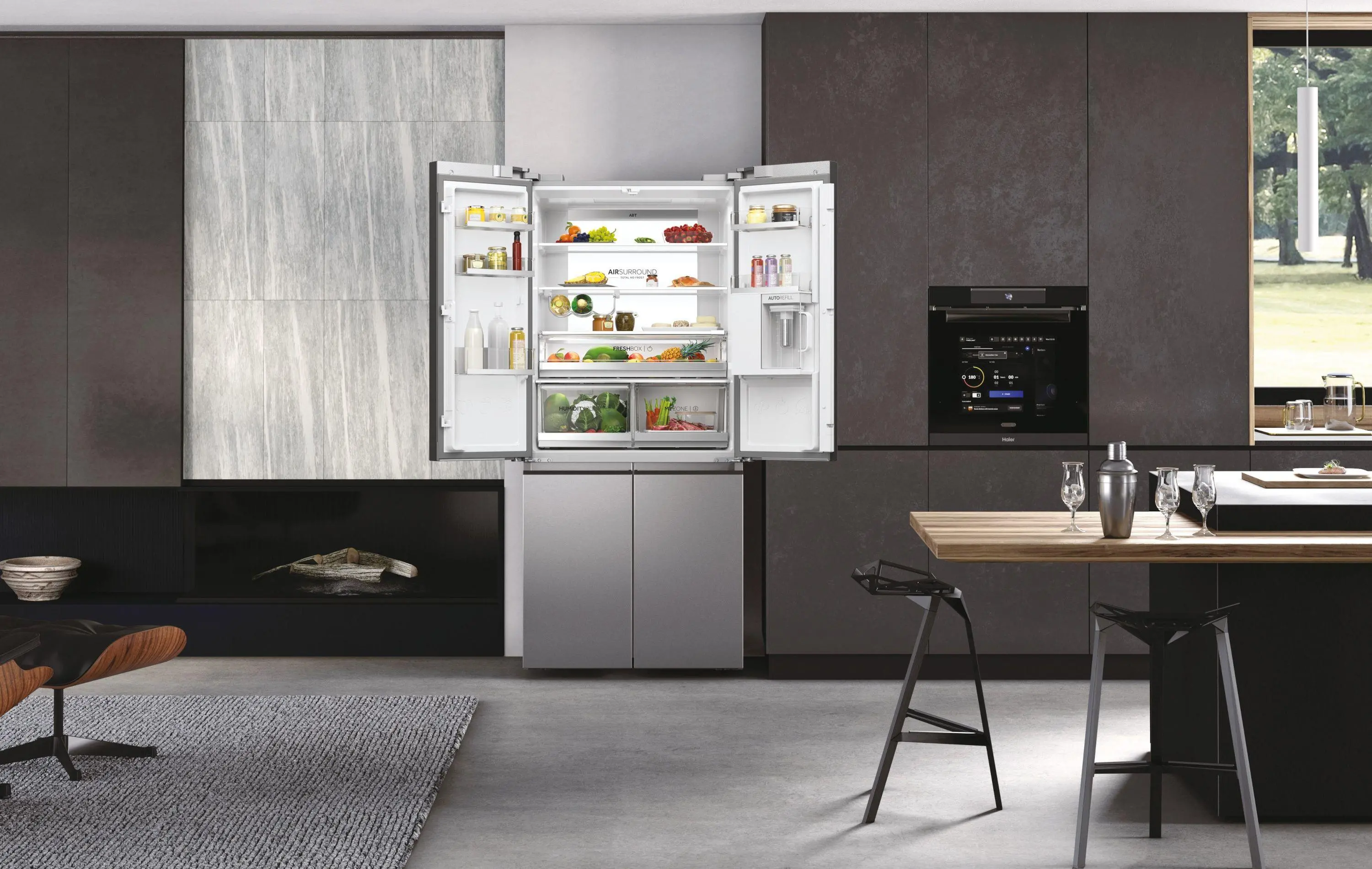 Lodówka Haier Seria 7 HCW7819EHMP Pełny No Frost 192,5cm Dystrybutor wody Zdalne sterowanie Inox