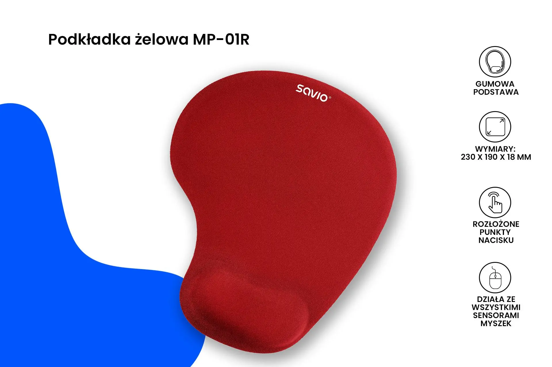 Podkładka Savio MP-01R S Czerwony