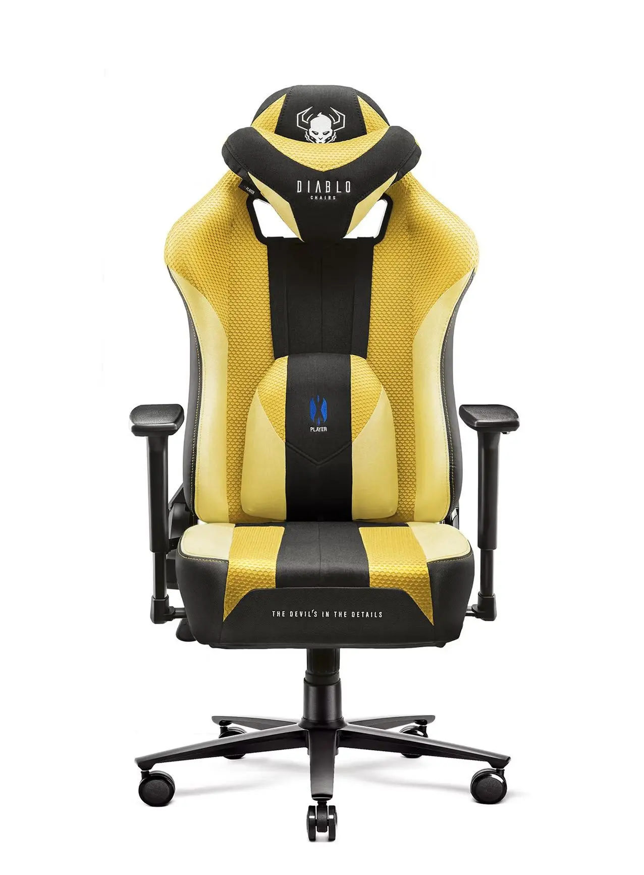 Fotel Diablo Chairs X-Player 2.0 Normal Size  Gamingowy do 150kg Skóra ECO Tkanina Dark sunflower