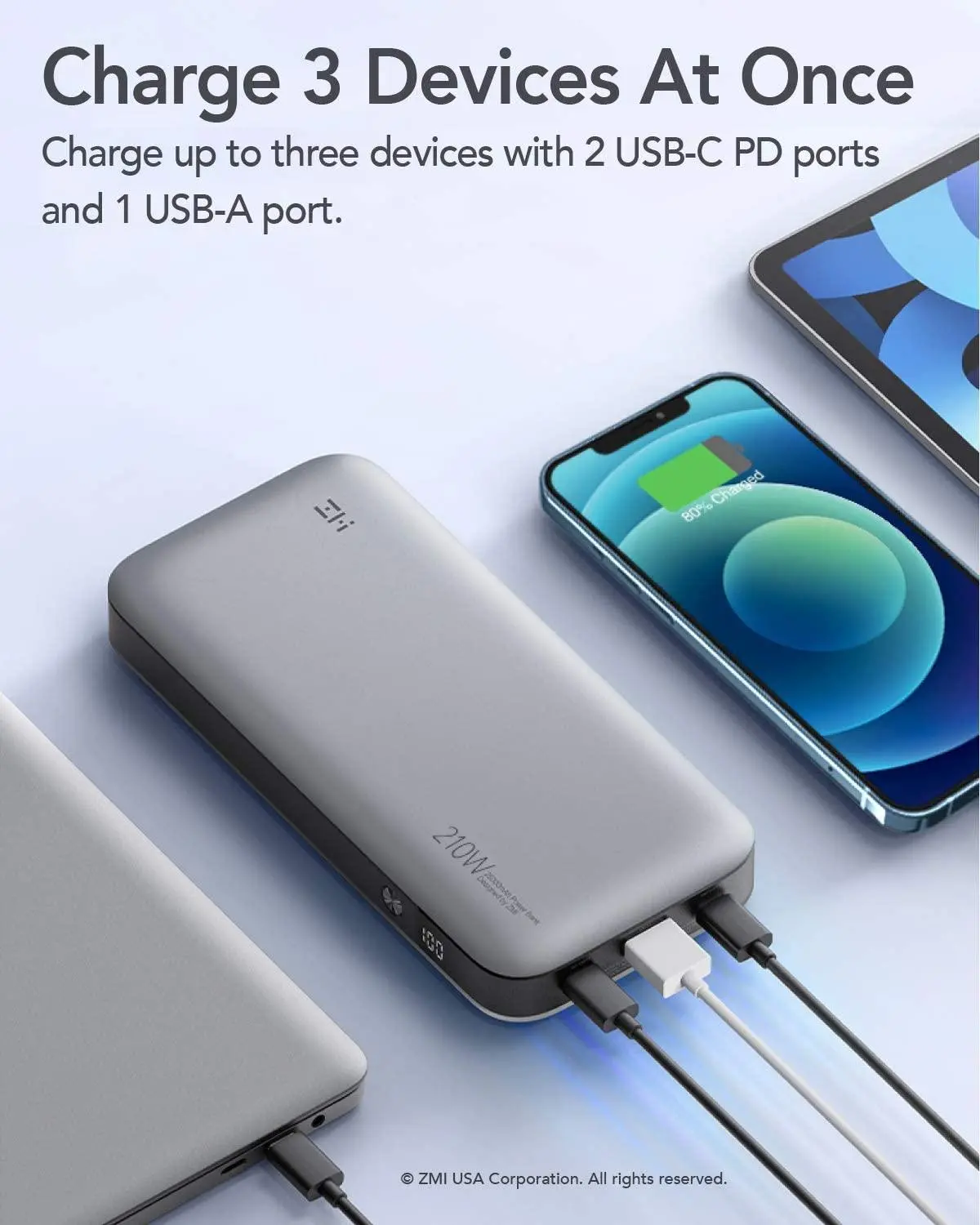Powerbank ZMI PowerPack QB826G 25000mAh PD 210W Szary