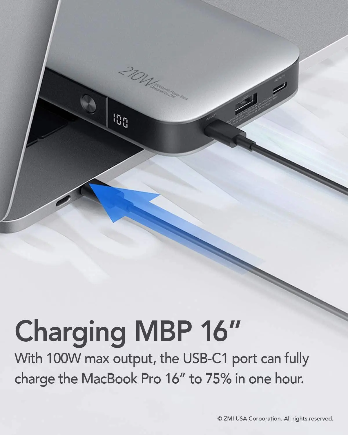 Powerbank ZMI PowerPack QB826G 25000mAh PD 210W Szary