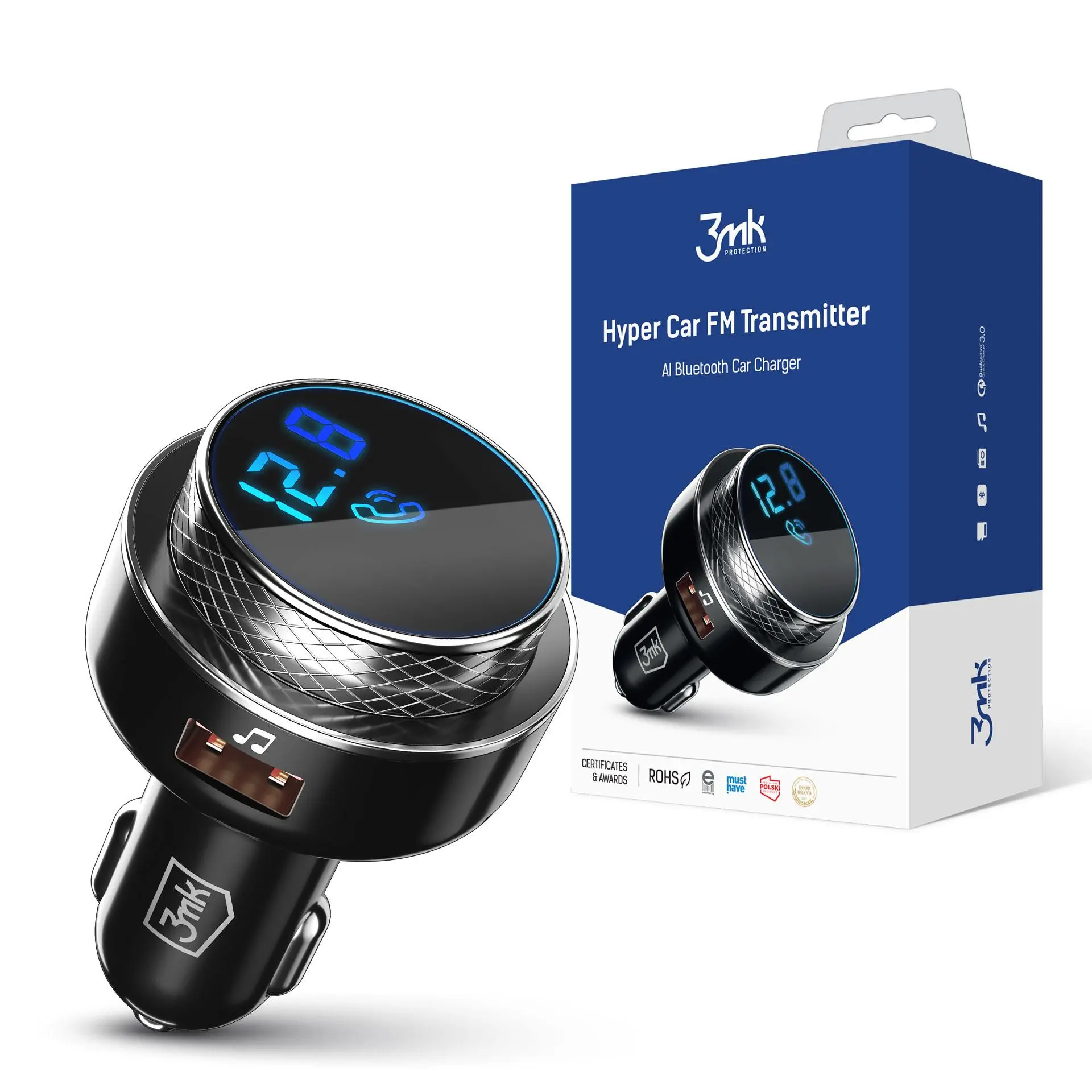 Transmiter FM 3mk Hyper Car BT5.0 QC 30W