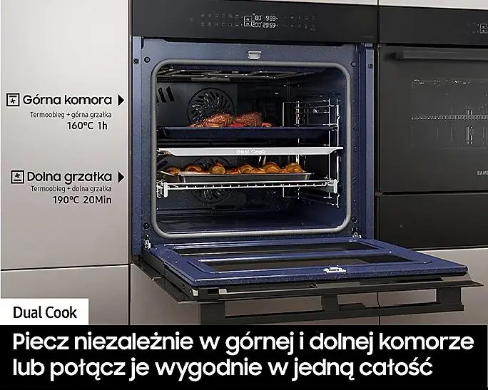 Piekarnik elektryczny Samsung NV7B4325ZAK Dual Cook Flex Termoobieg Zdalne sterowanie Czarny